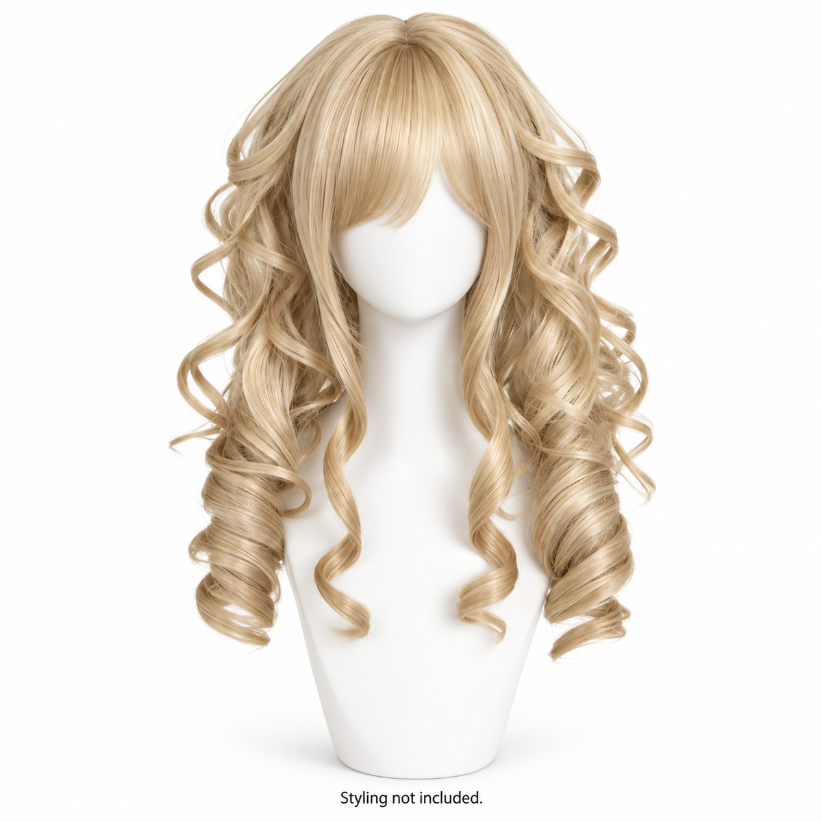Champagne Blonde Long Curly Wig — Voluminous Style Preview — styling not included