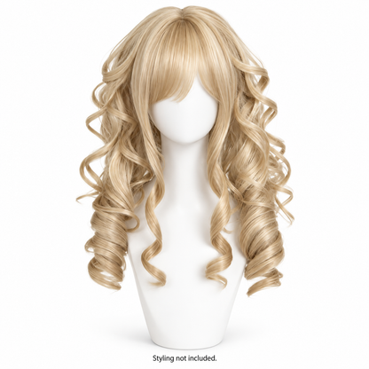 Champagne Blonde Long Curly Wig — Voluminous Style Preview — styling not included