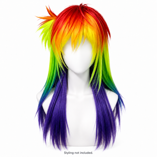 Rainbow Layered Long Wig with Bangs — styling not included