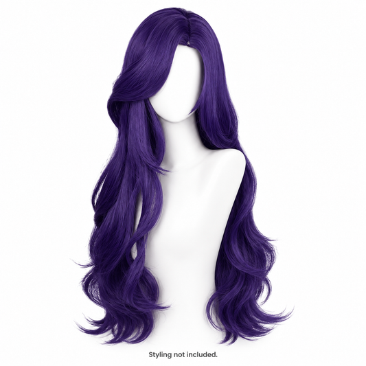 Deep Violet Long Wavy Wig with Side Bangs — styling not included