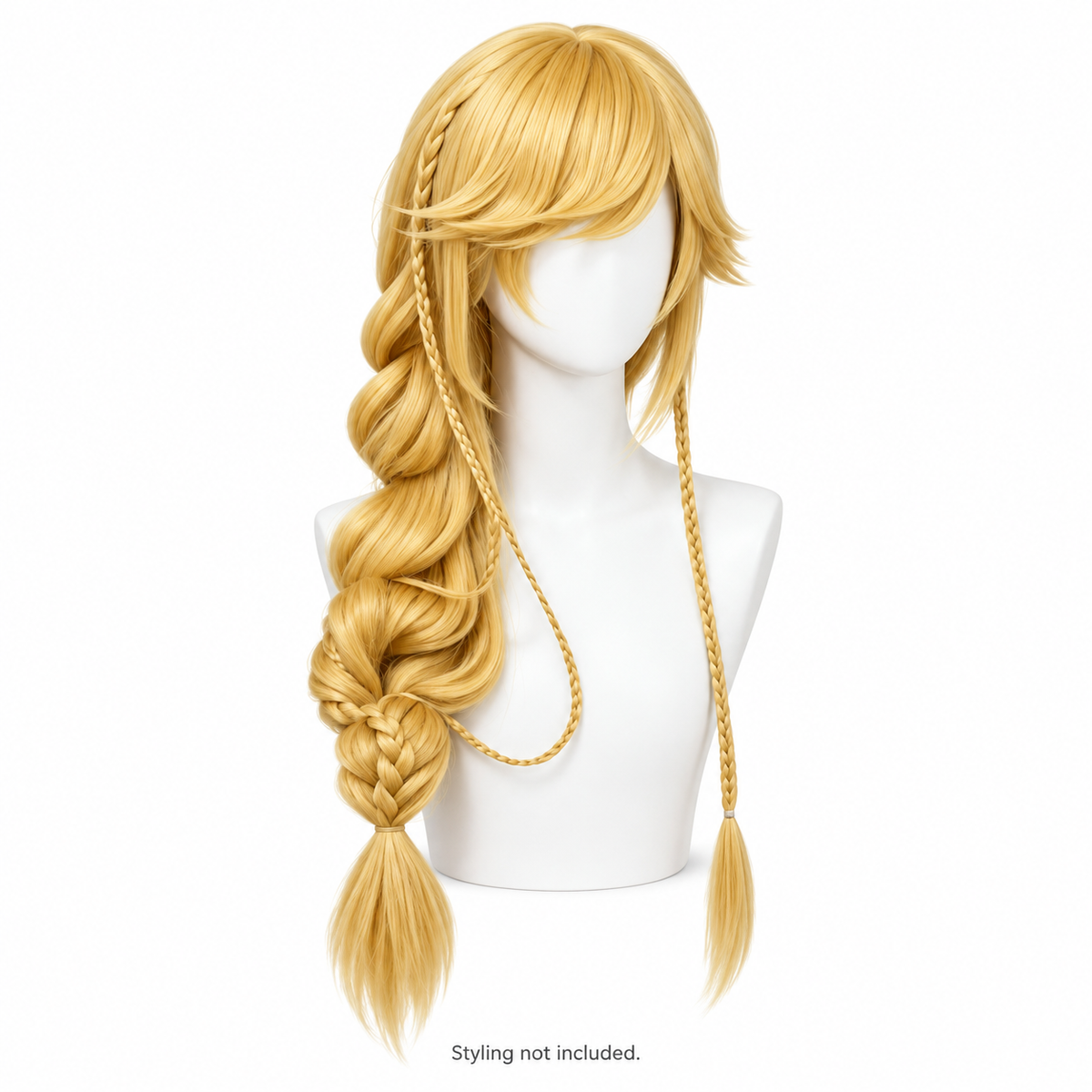 Golden Blonde Long Wig — Side Braid Style Preview — styling not included