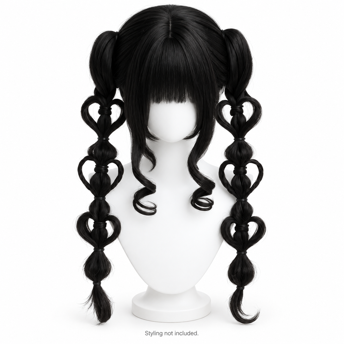 Midnight Black Heart-Braid Wig — Bangs — Style Preview; styling not included