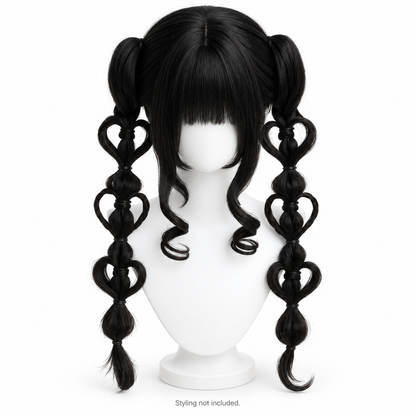 Midnight Black Heart-Braid Wig — Bangs — Style Preview; styling not included